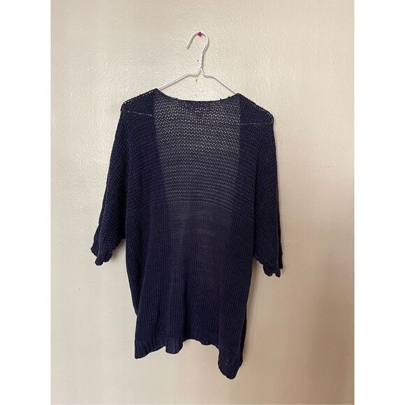 Michael Kors Open Front Cardigan Short Sleeve Small Navy Blue - Picture 4 of 6